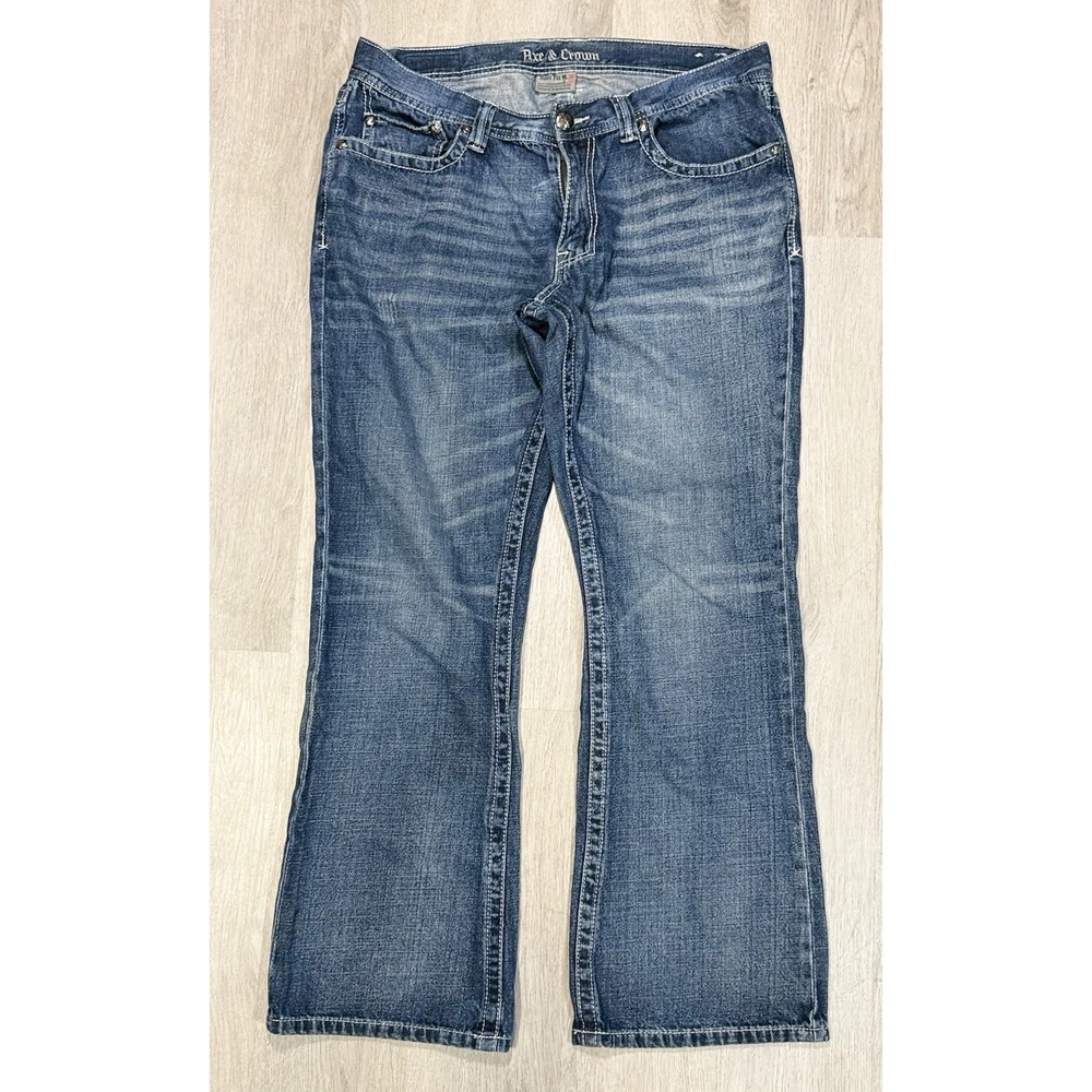 Axe & Crown Boot Fit Jeans Men's Size 36x32 Blue Denim Stonewashed Cotton